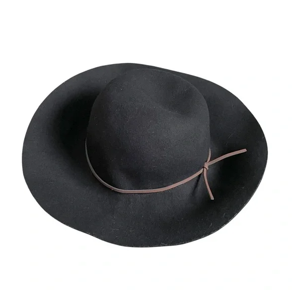 ARITZIA TALULA Baylis Wool Wide Brim Floppy Hat Black M/L - Picture 8 of 11